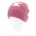 Celine Cashmere Triomphe Beanie Knit Cap Pink Hat