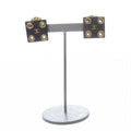 Chanel CC Logo Eyelet Square Earrings Black Gold