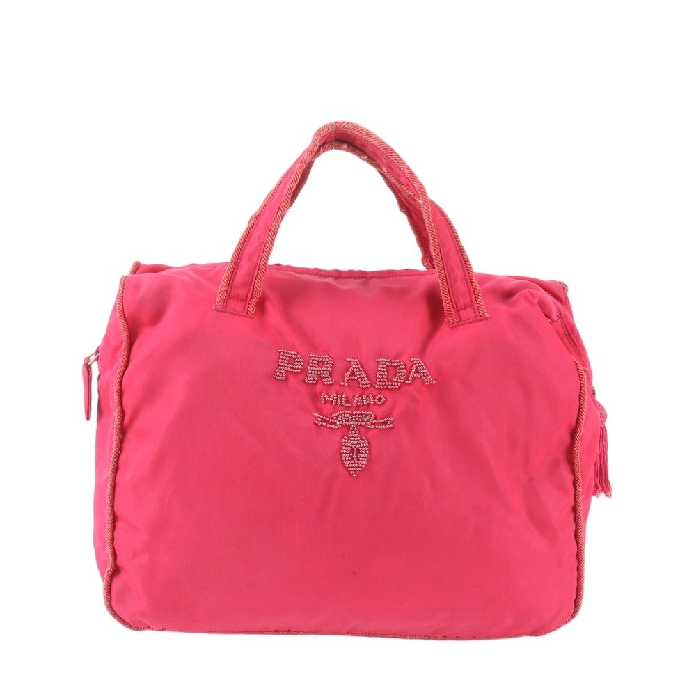 Prada Tessuto Nylon Beads Bijoux Logo Handbag Tote