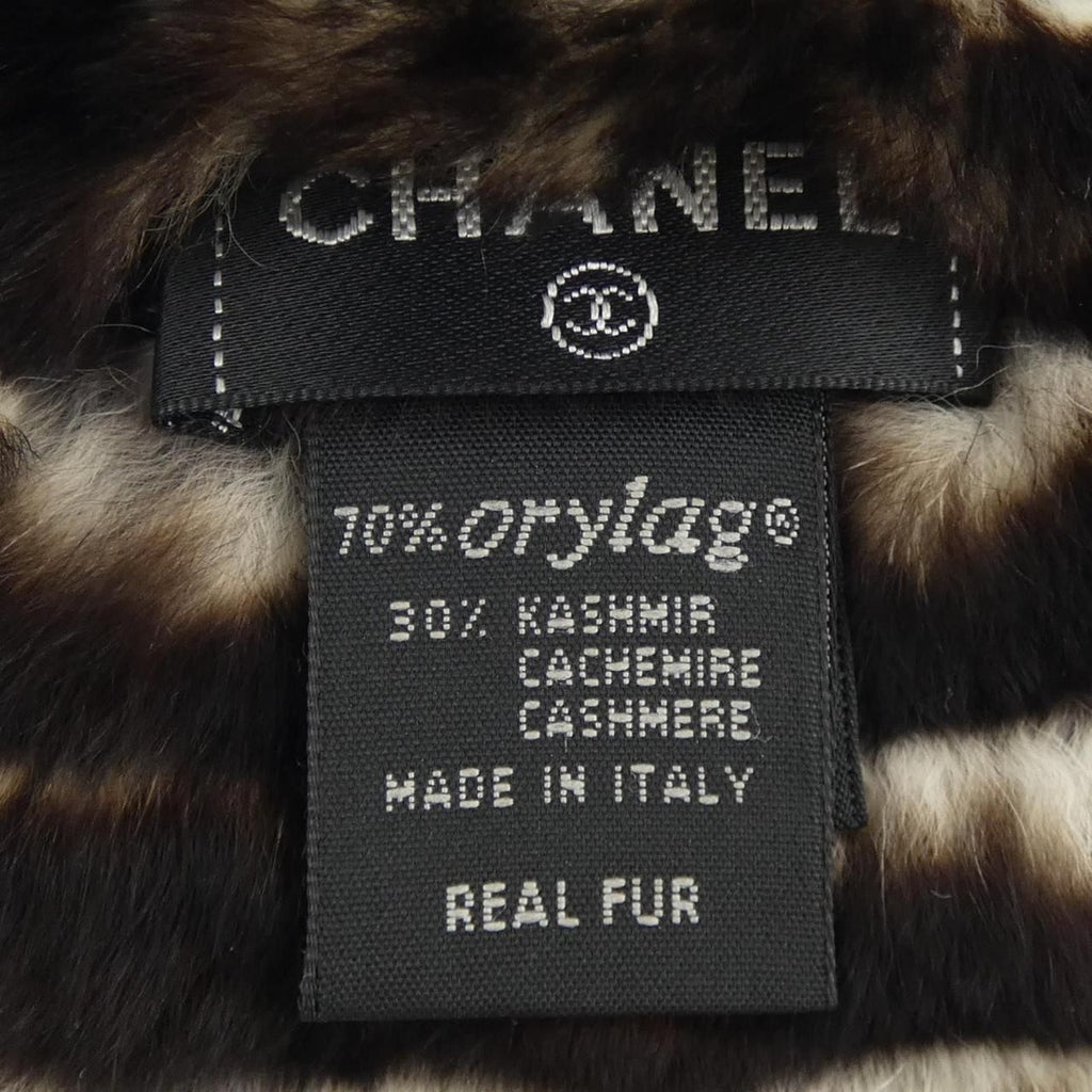 Chanel Scarf Cashmere White Brown — view 3