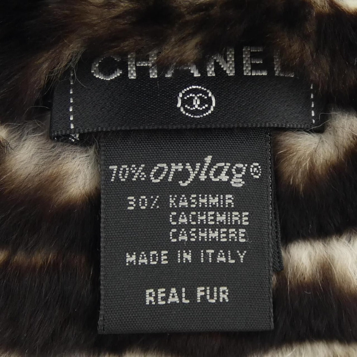 Chanel Scarf Cashmere White Brown — view 3