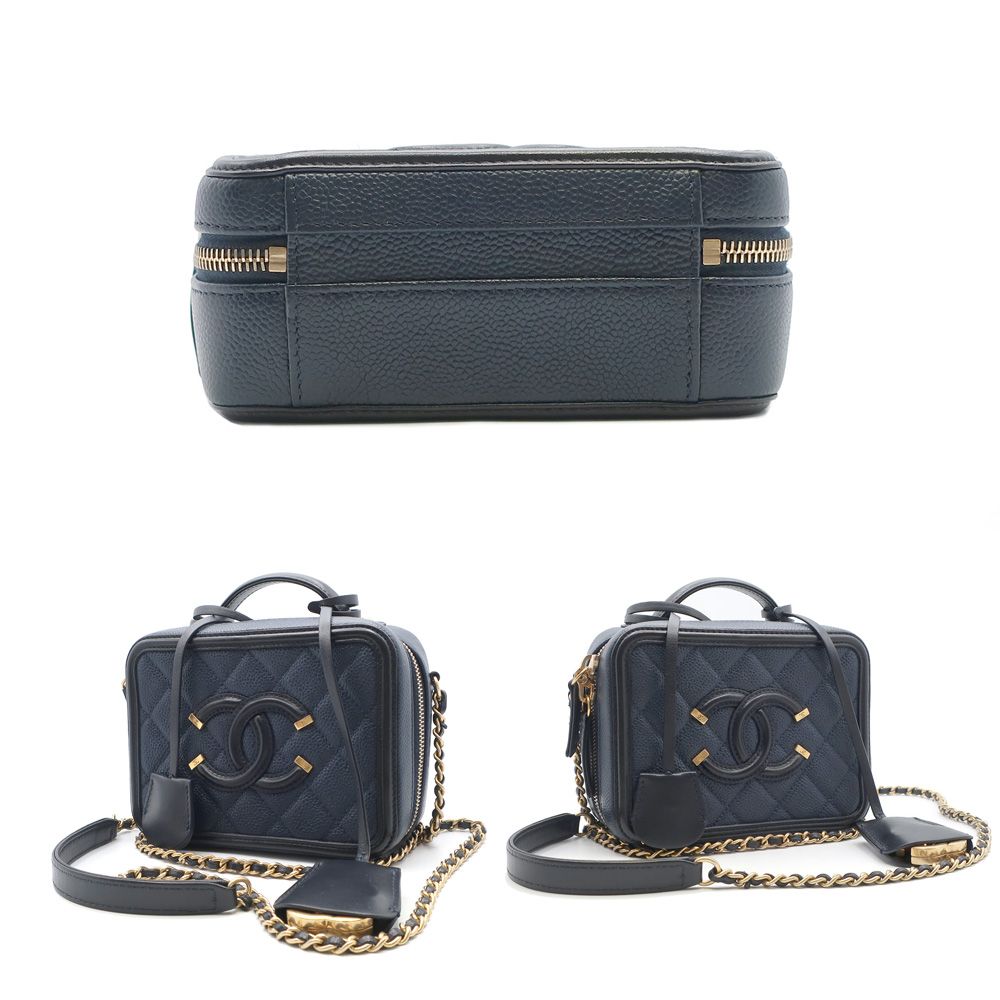 Chanel CC Filigree Vanity Chain Shoulder Bag Navy — view 5