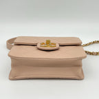 Chanel Quilted Chain Shoulder Faux Pearl Baby Pink Gold Lambskin Bag — view 6