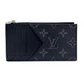 Louis Vuitton Coin Card Holder Monogram Eclipse Leather Black Case Silver