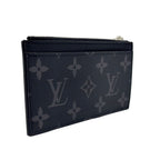 Louis Vuitton Coin Card Holder Monogram Eclipse Leather Black Case Silver — view 2