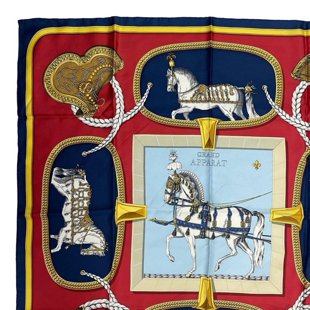 Hermes Scarf Silk Carre 90 Grand Apparat Dressed Horse Red — view 2