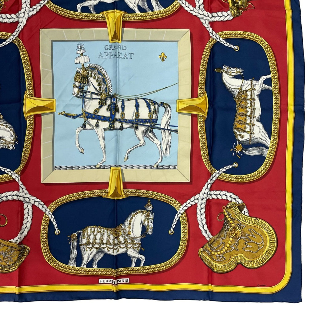 Hermes Scarf Silk Carre 90 Grand Apparat Dressed Horse Red — view 5