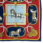 Hermes Scarf Silk Carre 90 Grand Apparat Dressed Horse Red — view 5