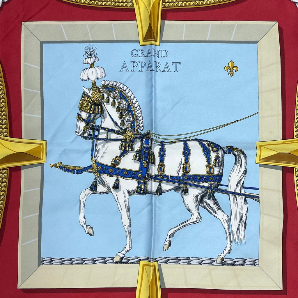 Hermes Scarf Silk Carre 90 Grand Apparat Dressed Horse Red — view 6