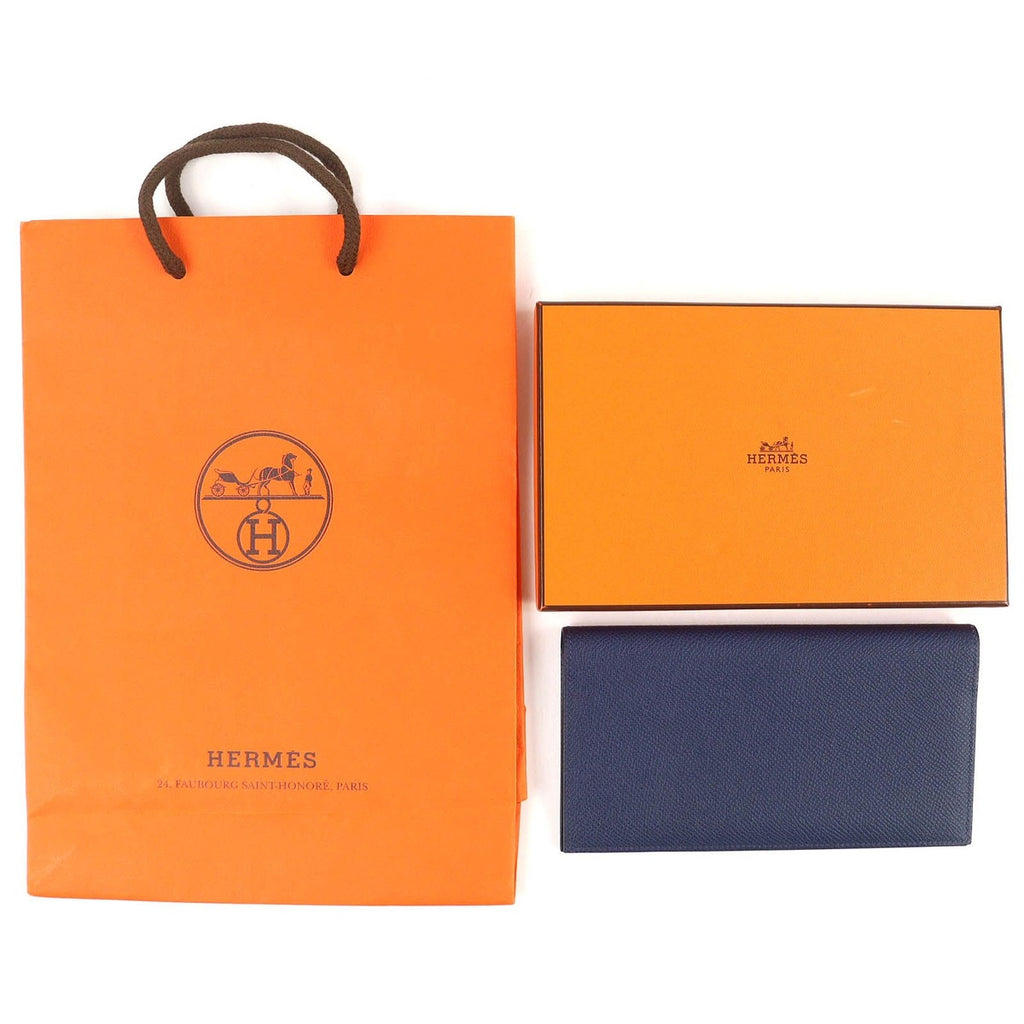 Hermes Mc2 Fleming Veau Epsom Bifold Wallet Billfold Navy — view 2