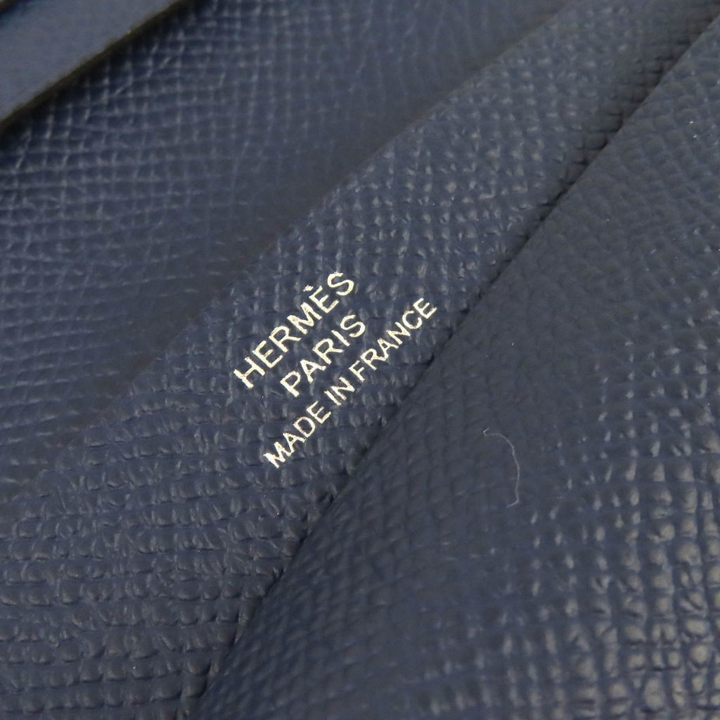Hermes Mc2 Fleming Veau Epsom Bifold Wallet Billfold Navy — view 8