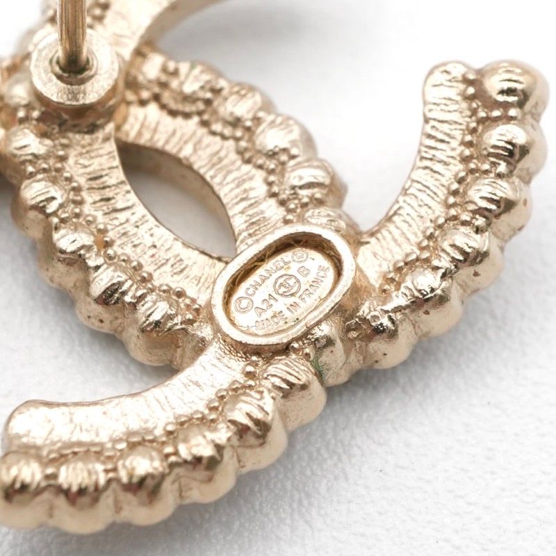 Chanel Earrings Gold Coco Mark Rhinestone — view 6