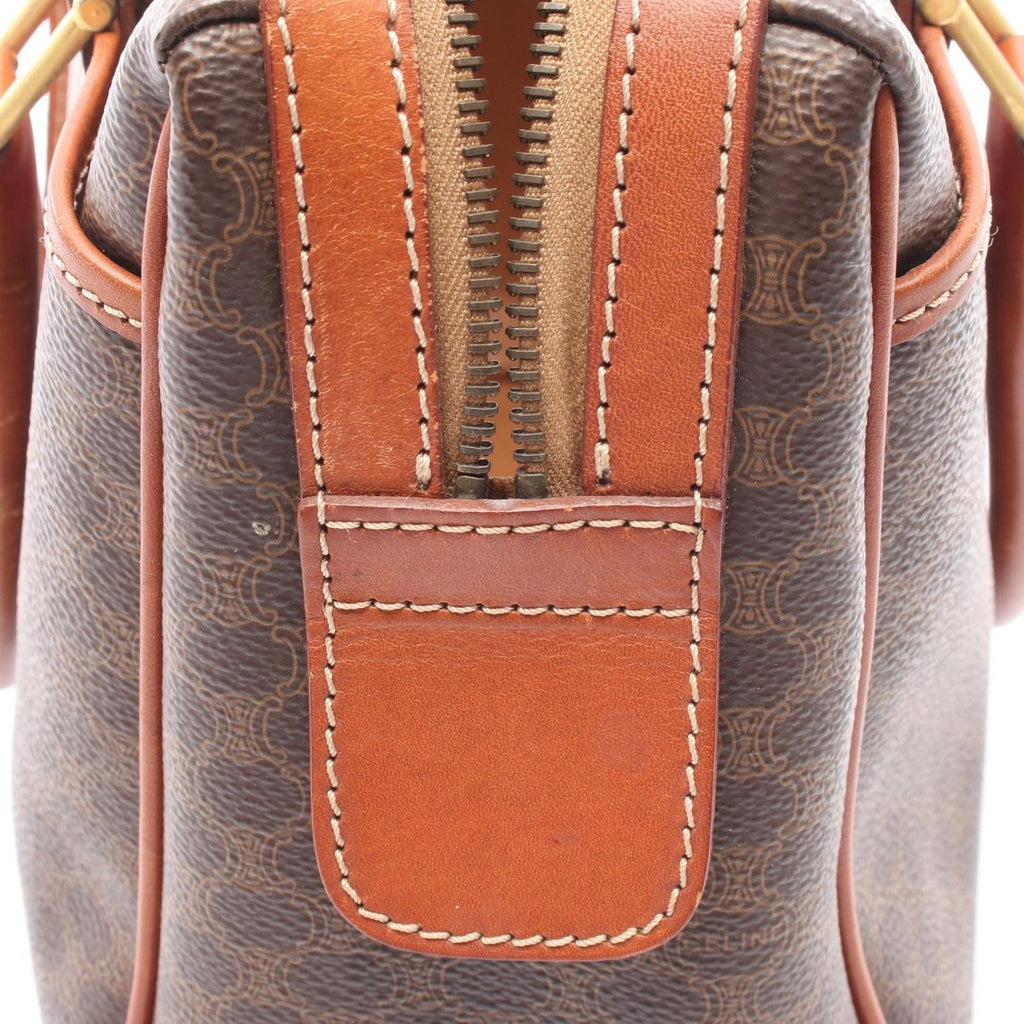 Celine Tote Macadam Dark Brown Canvas Leather Handbag — view 6