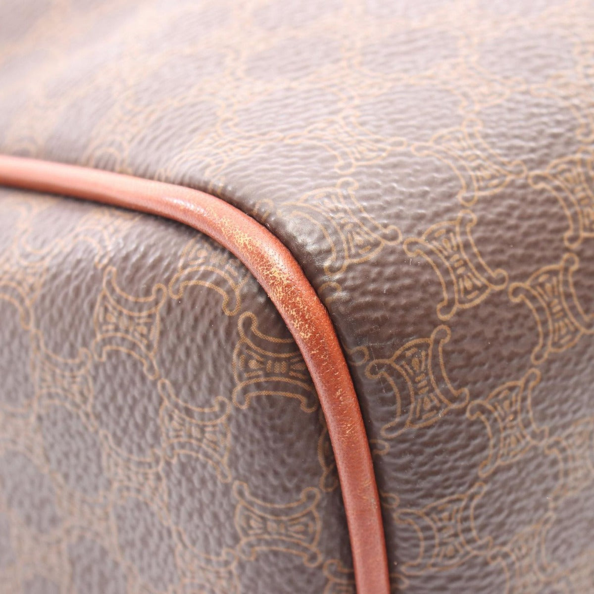 Celine Tote Macadam Dark Brown Canvas Leather Handbag — view 9
