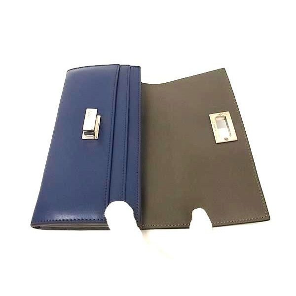Fendi Peekaboo Leather Bifold Wallet Billfold Coin Purse Navy — view 3