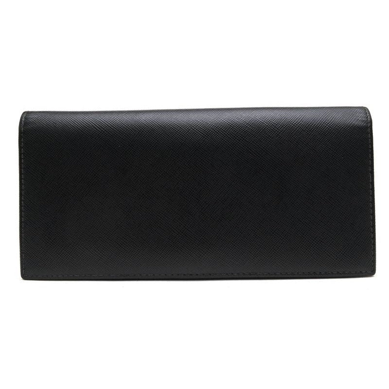 Prada Long Wallet Men Leather Black 2 Mv836 Portafverticgrande with Coin — view 2
