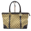 Gucci GG Pattern Handbag Canvas Tote Bag Beige