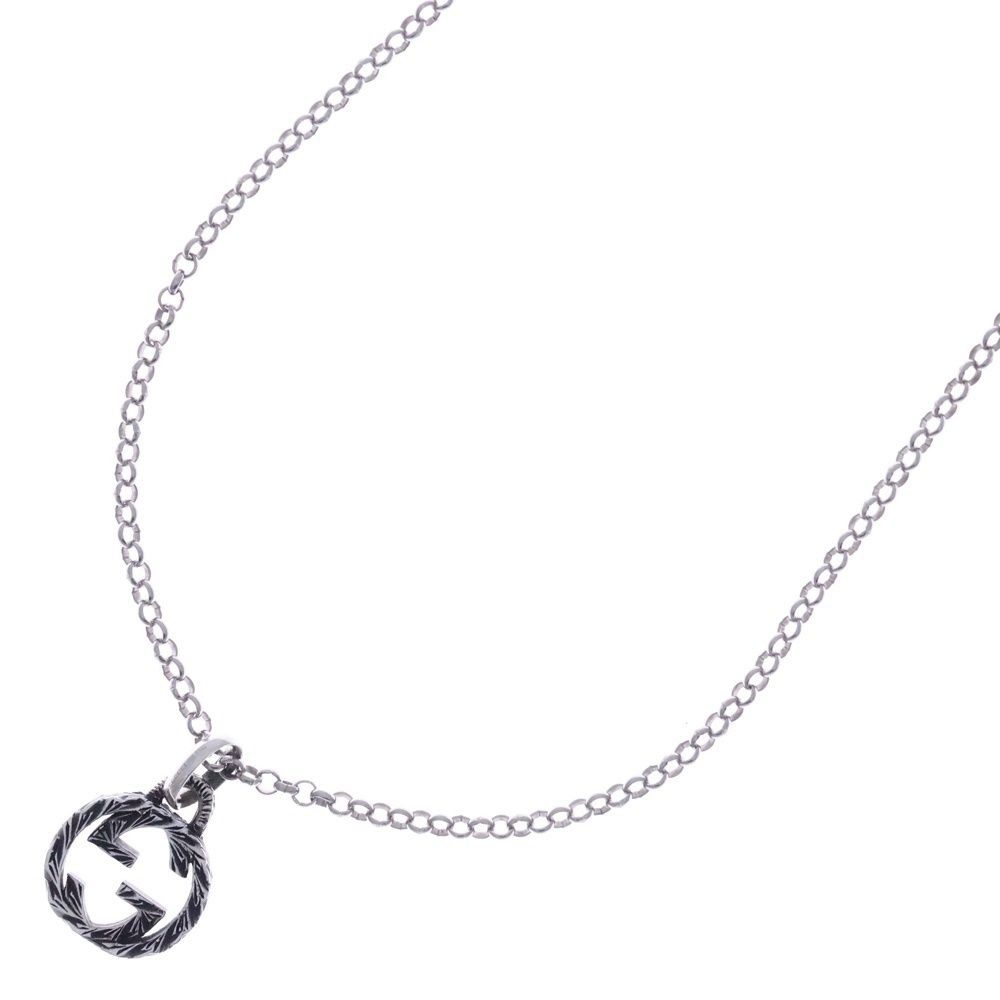 Gucci Arabesque Interlocking Necklace Pendant Chain Silver