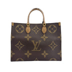 Louis Vuitton On The Go Monogram Giant Reverse Leather Brown Beige Handbag Gold