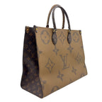 Louis Vuitton On The Go Monogram Giant Reverse Leather Brown Beige Handbag Gold — view 2