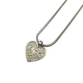 Dior Rhinestone Logo Heart Metal Color Clear Silver Necklace