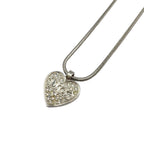 Dior Rhinestone Logo Heart Metal Color Clear Silver Necklace