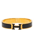 Hermes Click PM Glitter Bangle Gold Black Plated Bracelet