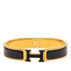 Hermes Click PM Glitter Bangle Gold Black Plated Bracelet