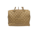 Chanel Caviar Leather Quilted Jumbo CC Logo Grand Shopping Tote GST GD Chain