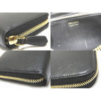 Prada Zip Around Wallet Saffiano Leather Black Gold — view 2
