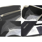 Prada Zip Around Wallet Saffiano Leather Black Gold — view 3