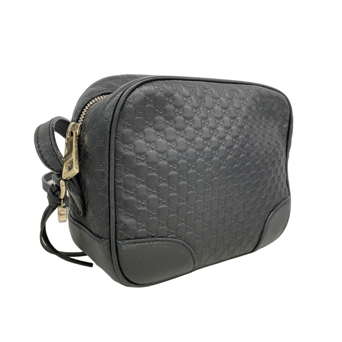 Gucci Shoulder Bag Micro Guccissima Leather Black Champagne Gold — view 2