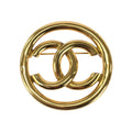 Chanel Vintage CC Logo Gold Plated Brooch 93
