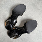 Chanel Logo Sandals Patent Leather Black Gold 37 — view 8
