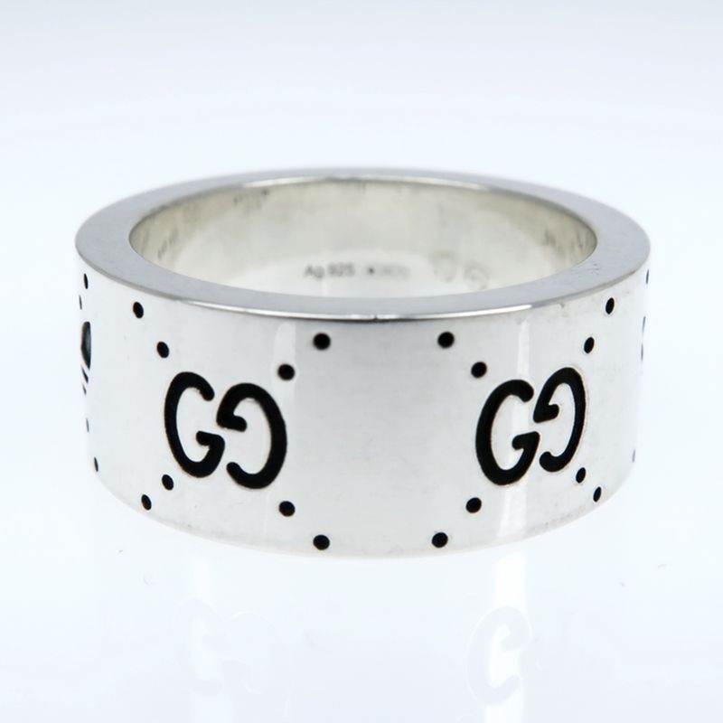 Gucci Adidas Collaboration Ring Engraving Wide Trefoil 17 AG 925 Jewelry — view 5
