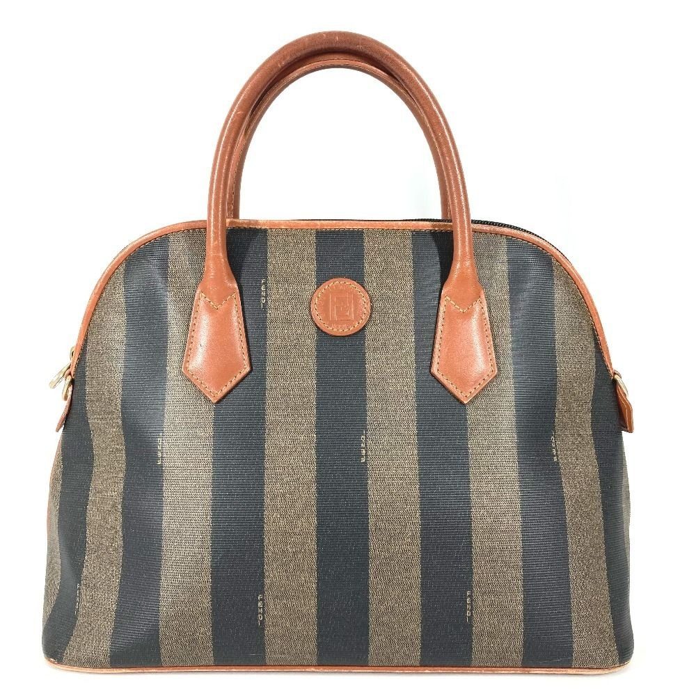 Fendi Tote Pecan Logo Leather Khaki