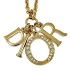 Dior Rhinestone Logo Necklace Gold