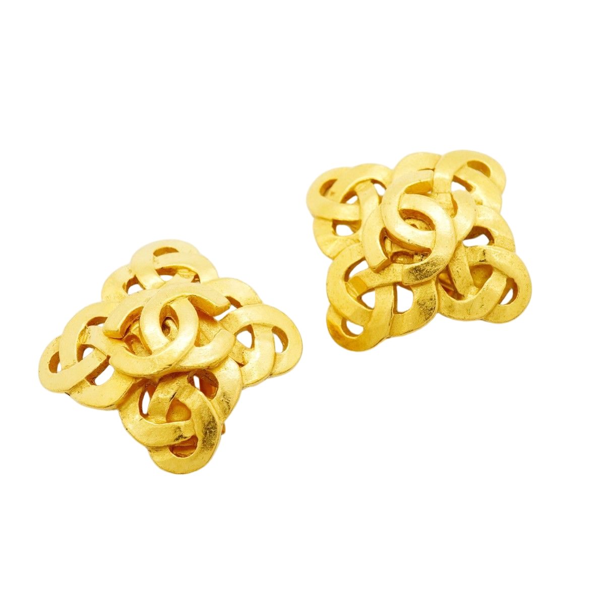 Chanel Earrings Vintage CC Logo Gold Plated — view 2