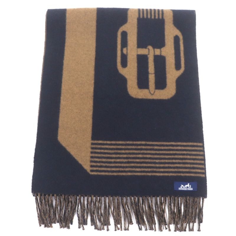 Hermes Sangrur Abukul 100% Cashmere Jacquard Large Shawl Scarf With Fringe