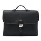 Hermes Sac a Depeches 38 Business Briefcase Document Purse Fjord Leather Navy