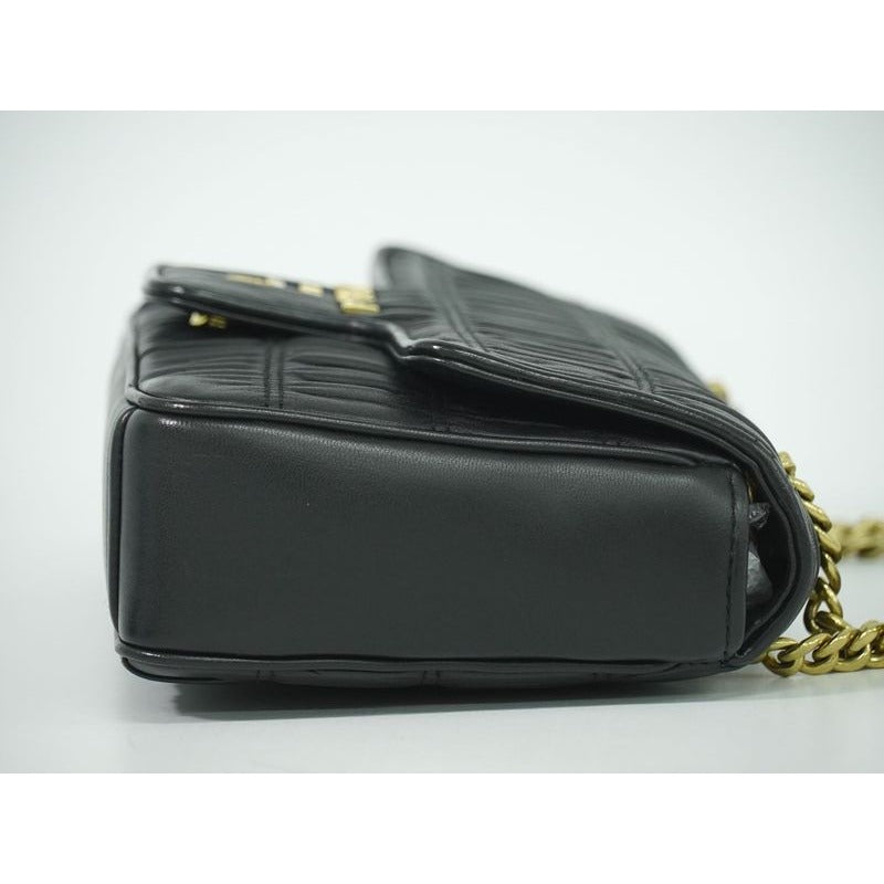 Prada Nappa Gaufre Chain Shoulder Bag Pochette Leather Black — view 3