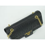 Prada Nappa Gaufre Chain Shoulder Bag Pochette Leather Black — view 5