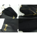 Prada Nappa Gaufre Chain Shoulder Bag Pochette Leather Black — view 8
