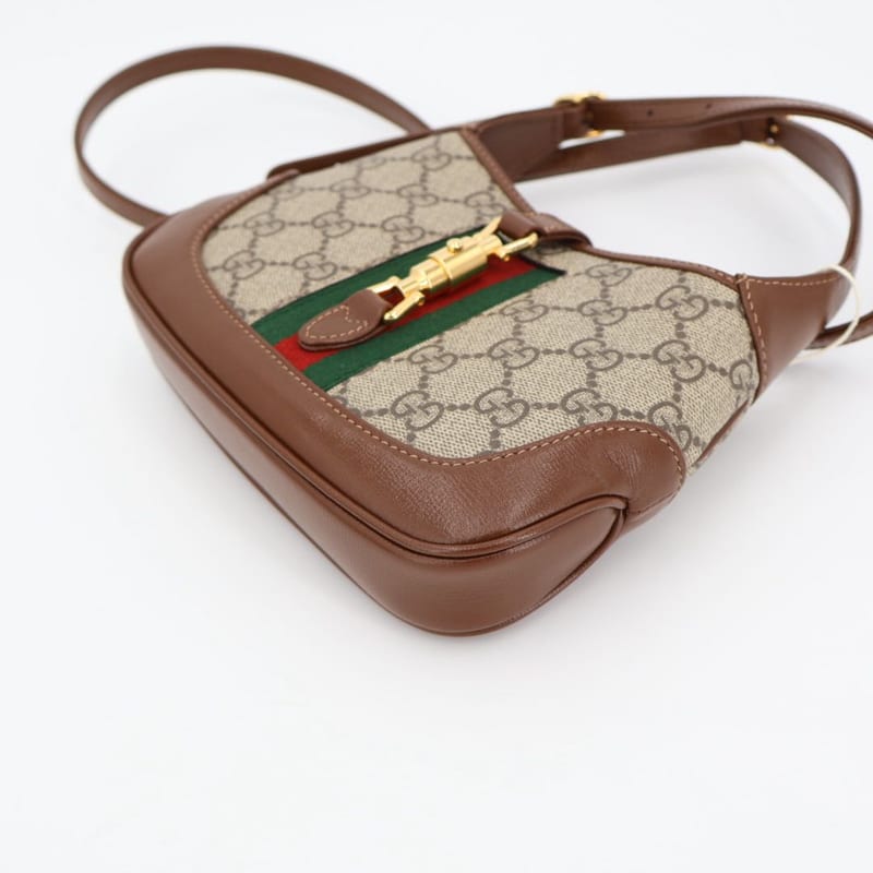 Gucci Jackie 1961 Mini Bag Beige And Brown GG Supreme Canvas Leather — view 5