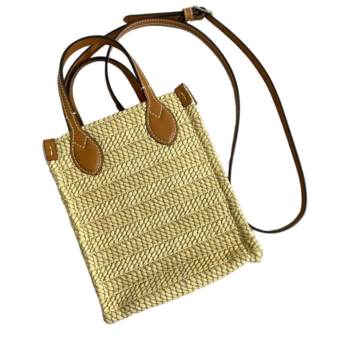 Gucci Basket Shoulder Bag Raffia Logo — view 2