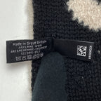 Chanel Logo Camellia Muffler Beige Black Wool Cashmere Silk Stole Scarf — view 5