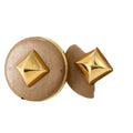 Hermes Leather Metal Brown Earrings Gold
