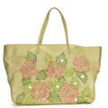 Fendi Tote Roll Bag Leather Beige Pink Green Silver Hardware Shoulder Floral A4