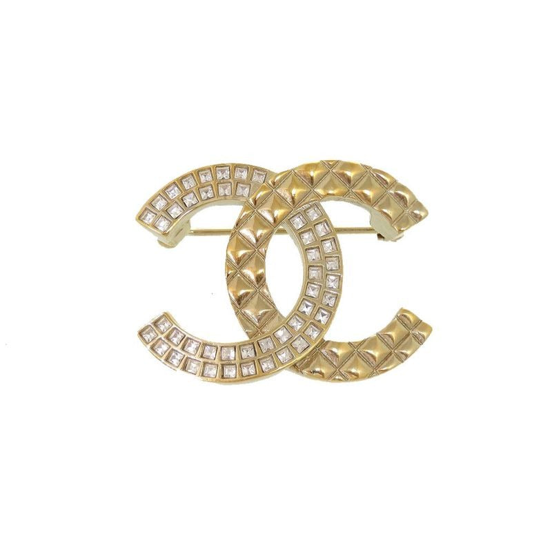 Chanel Coco Mark B17 C Rhinestone Gold Brooch Accessories 0183 — view 2
