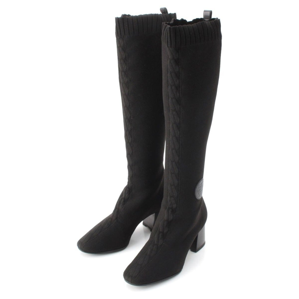 Hermes Knit Fontaine Long Boots Black 36